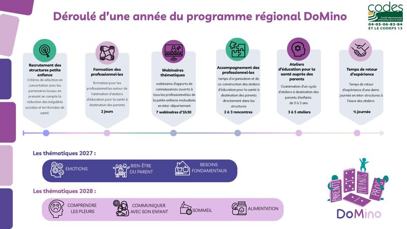 Déroulé d’une année du programme régional DoMino