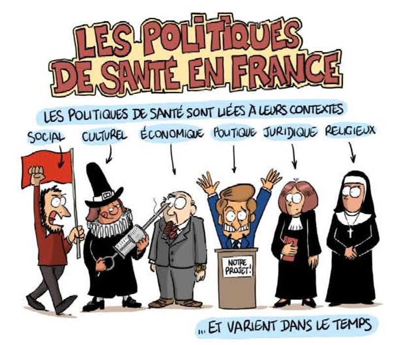 Les politiques, le système de santé et de soins en France expliqués en planches illustrées