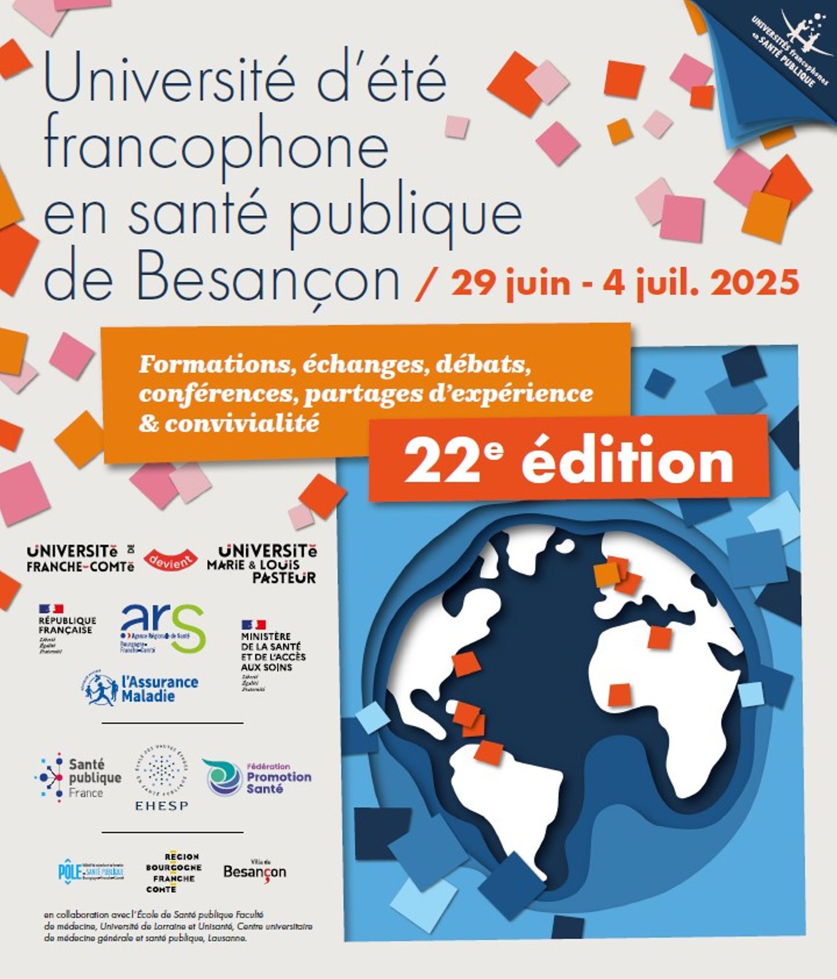 22ème édition de l'Université d'été francophone en santé publique :  du 29 juin au 4 juillet 2025