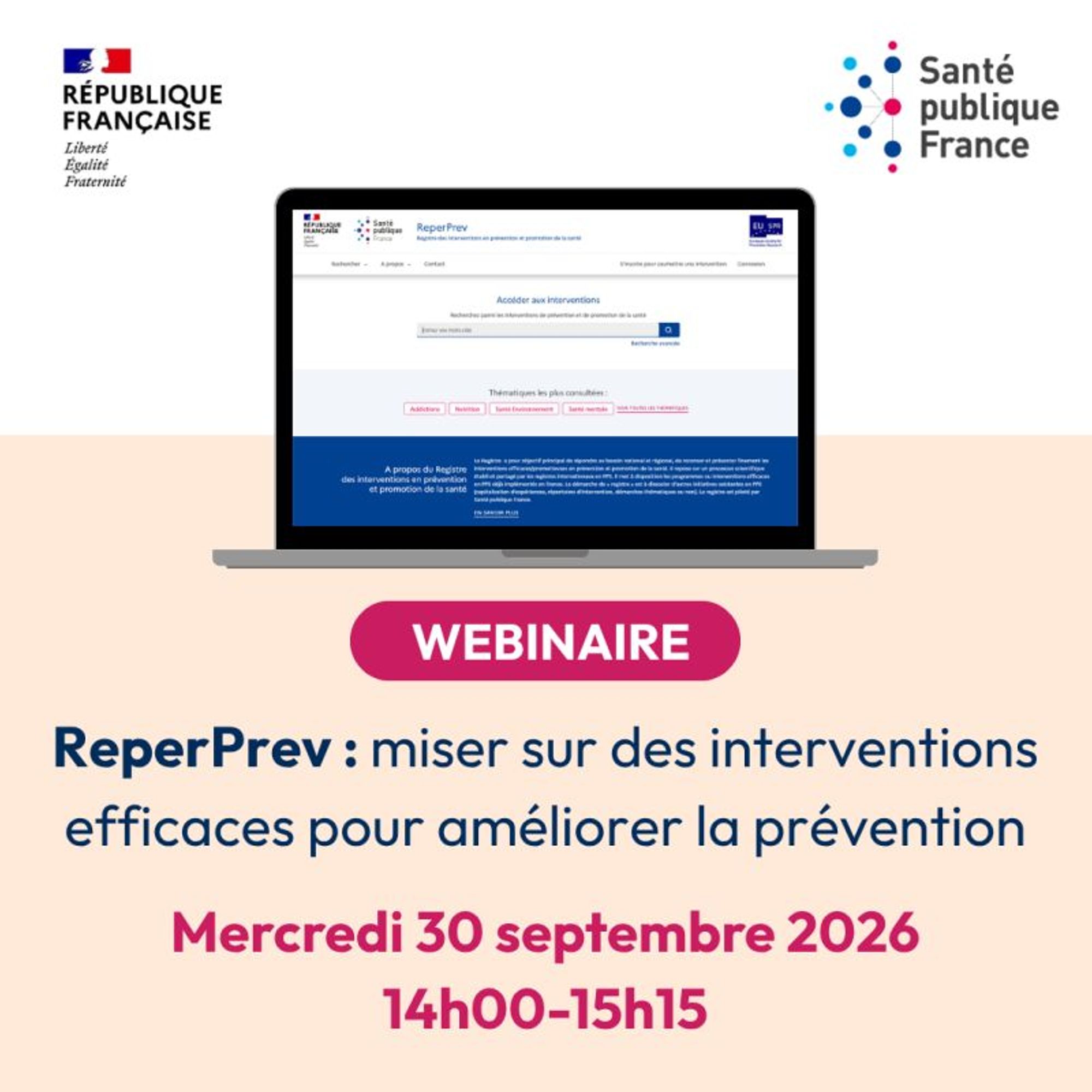 Webinaire : "ReperPrev : miser sur des interventions efficaces pour améliorer la prévention"
