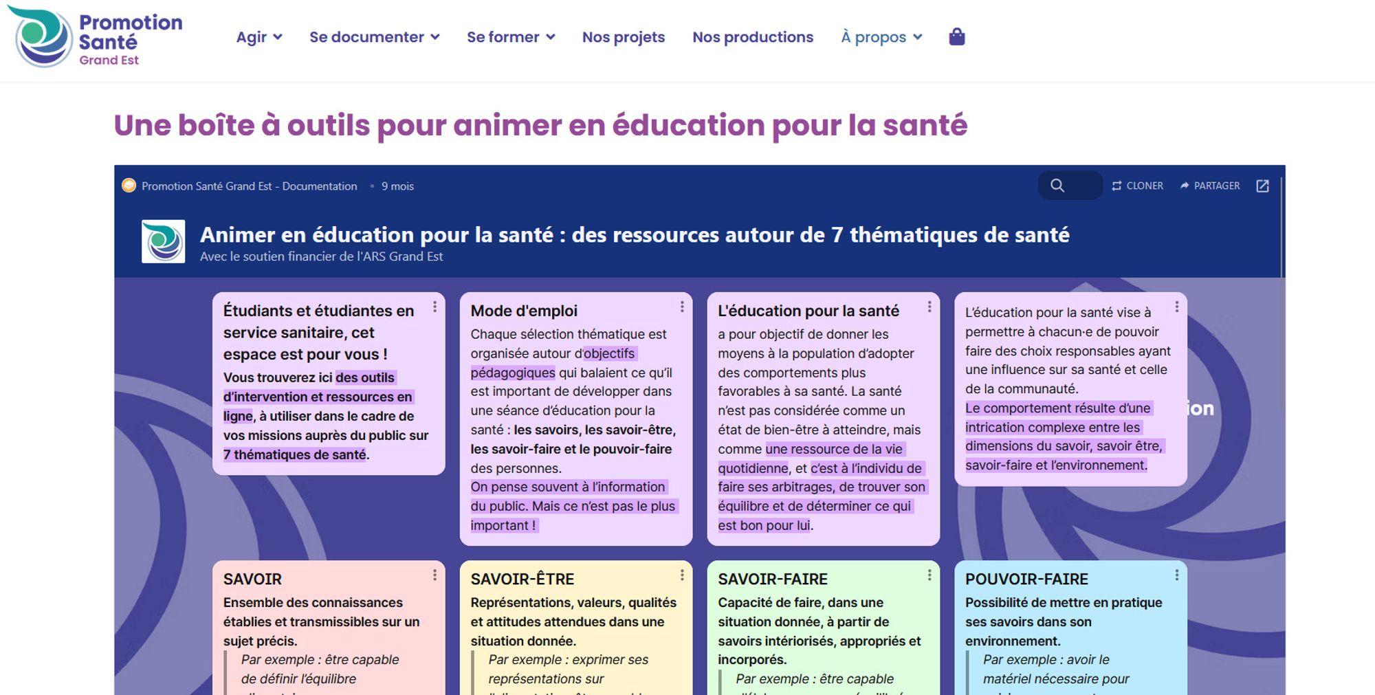  Une boîte à outils pour animer en éducation pour la santé proposée par Promotion Santé Grand Est 